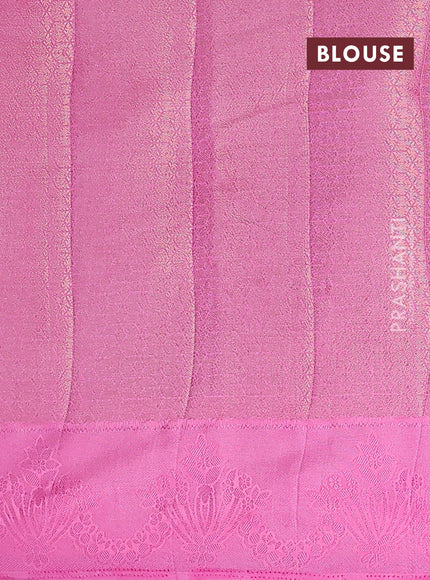 Semi raw silk saree light pink with allover zari weaves and simple border