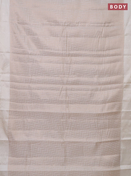 Semi raw silk saree off white with allover zari weaves and simple border