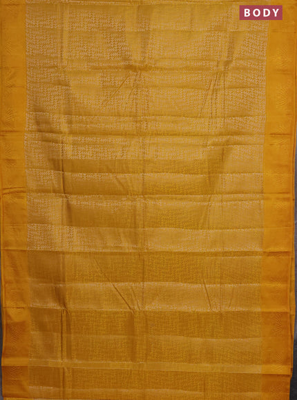 Semi raw silk saree mango yellow with allover zari weaves and simple border