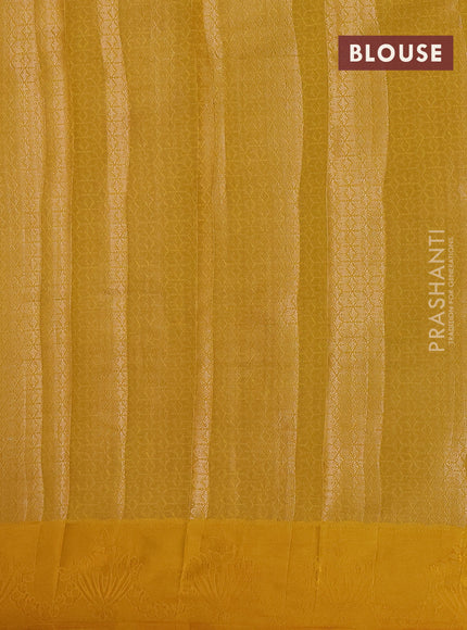 Semi raw silk saree mango yellow with allover zari weaves and simple border