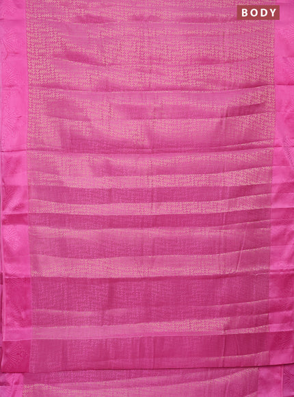 Semi raw silk saree pink with allover zari weaves and simple border