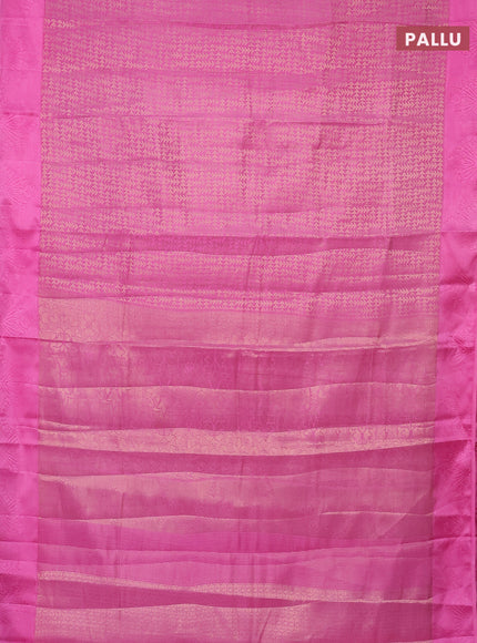 Semi raw silk saree pink with allover zari weaves and simple border