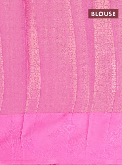 Semi raw silk saree pink with allover zari weaves and simple border