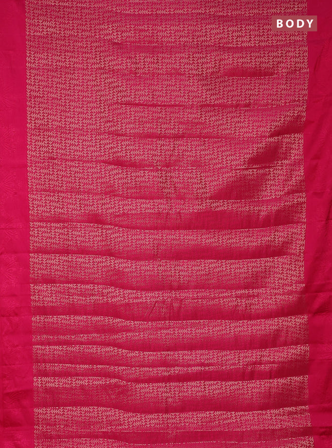 Semi raw silk saree pink with allover zari weaves and simple border