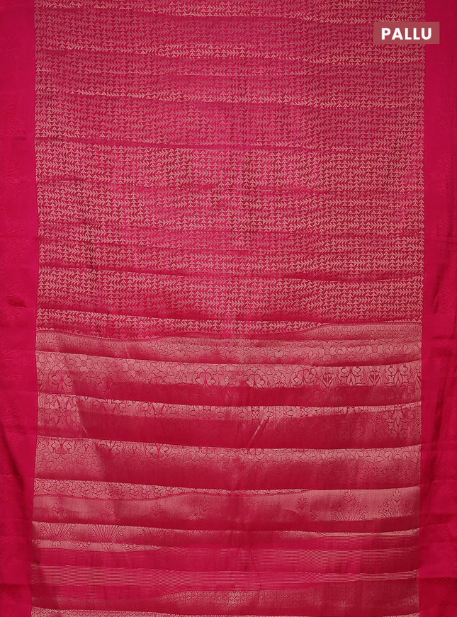Semi raw silk saree pink with allover zari weaves and simple border