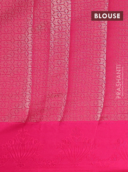 Semi raw silk saree pink with allover zari weaves and simple border