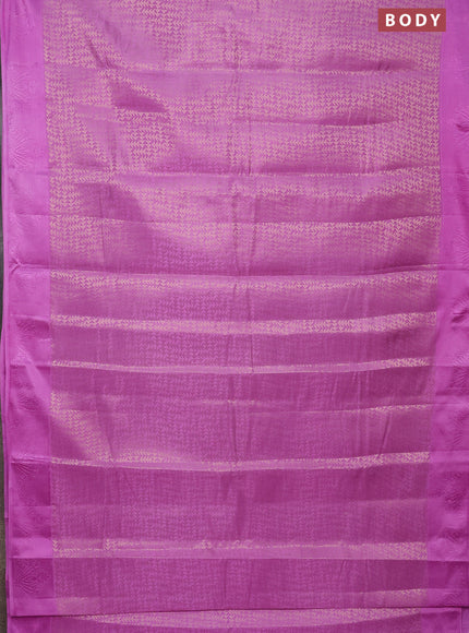 Semi raw silk saree lavender with allover zari weaves and simple border