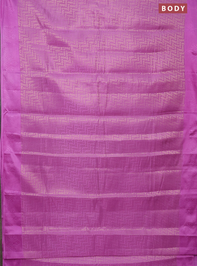 Semi raw silk saree lavender with allover zari weaves and simple border