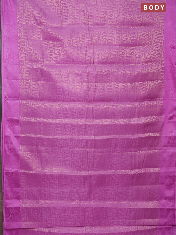Semi raw silk saree lavender with allover zari weaves and simple border