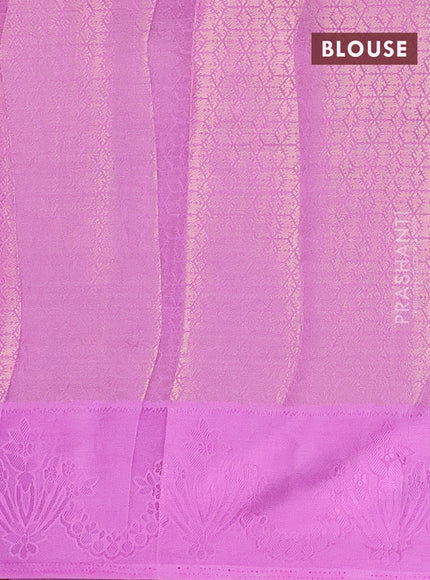 Semi raw silk saree lavender with allover zari weaves and simple border
