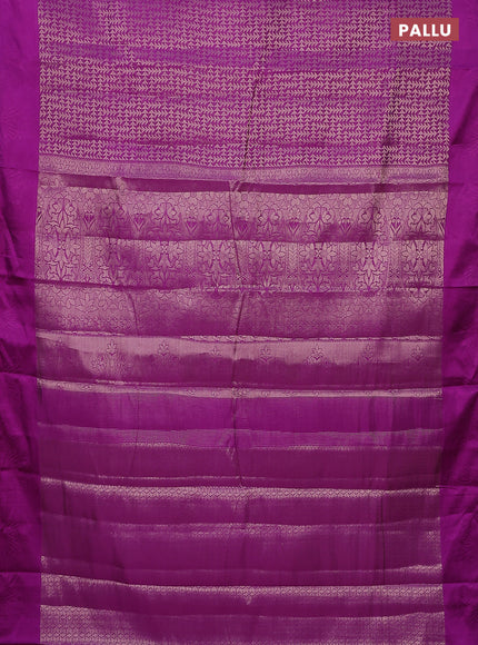 Semi raw silk saree purple with allover zari weaves and simple border