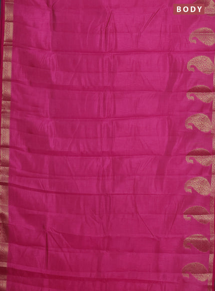Semi raw silk saree pink with plain body and paisley design zari woven butta border