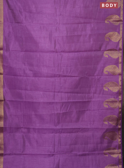 Semi raw silk saree lavender with plain body and paisley design zari woven butta border