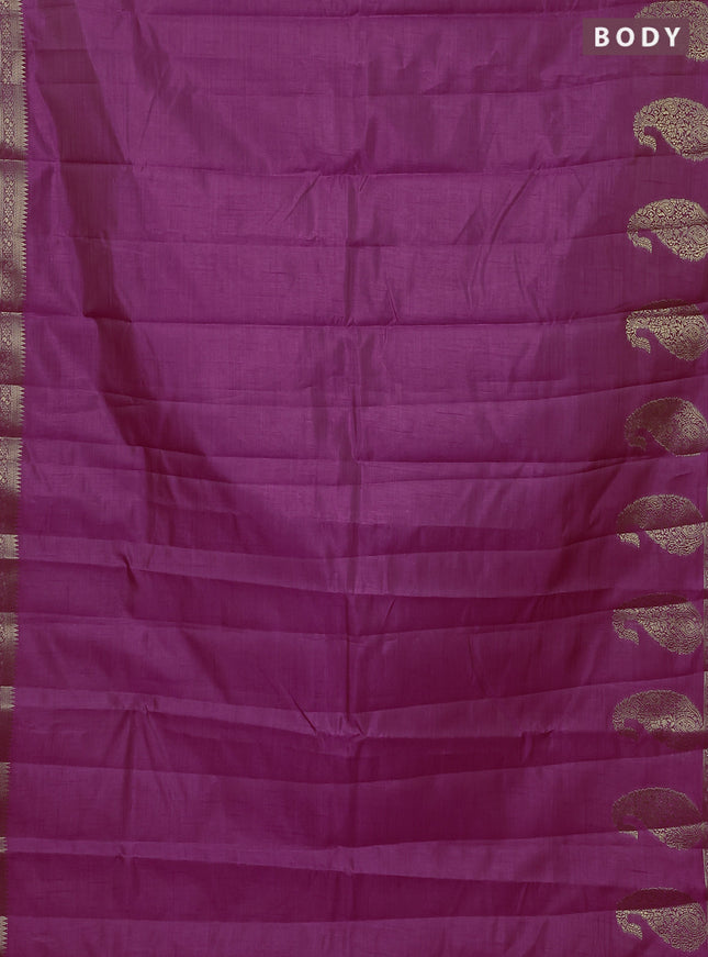 Semi raw silk saree pink with plain body and paisley design zari woven butta border