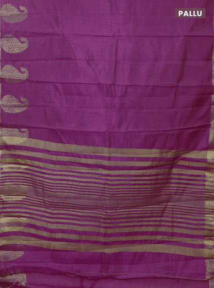 Semi raw silk saree pink with plain body and paisley design zari woven butta border