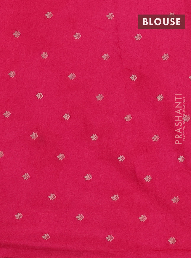 Semi raw silk saree pink with zari weaves & elephant buttas and elephant design zari woven border