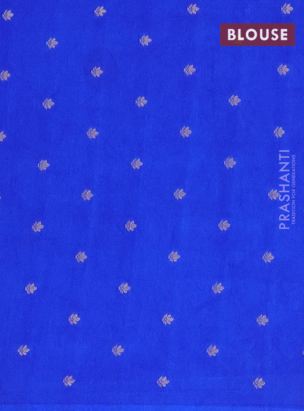 Semi raw silk saree royal blue with zari weaves & elephant buttas and elephant design zari woven border