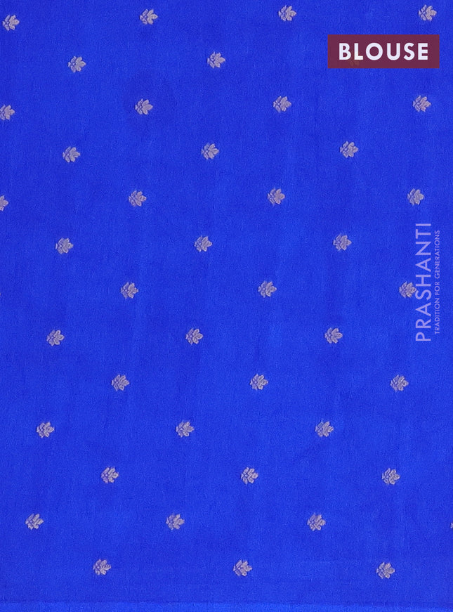 Semi raw silk saree royal blue with zari weaves & elephant buttas and elephant design zari woven border