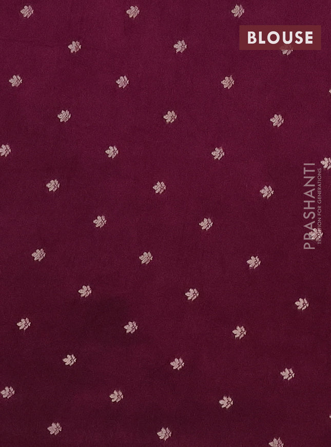 Semi raw silk saree wine shade with zari weaves & elephant buttas and elephant design zari woven border