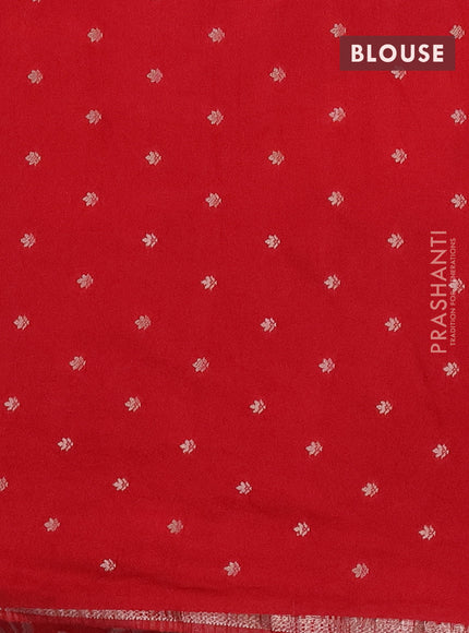 Semi raw silk saree red with zari weaves & elephant buttas and elephant design zari woven border