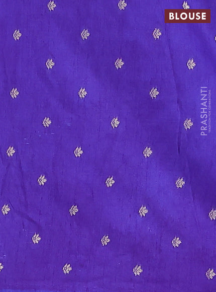 Semi raw silk saree violet with zari weaves & elephant buttas and elephant design zari woven border
