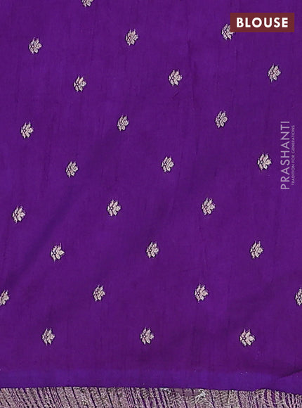 Semi raw silk saree violet with zari weaves & elephant buttas and elephant design zari woven border