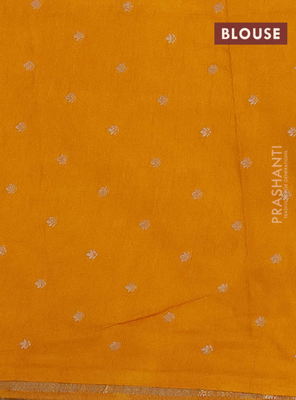 Semi raw silk saree mango yellow with zari weaves & elephant buttas and elephant design zari woven border