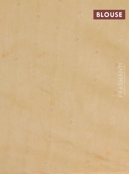 Semi raw silk saree sandal with zari weaves & elephant buttas and elephant design zari woven border