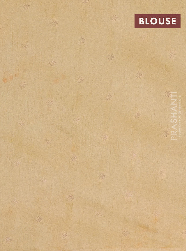 Semi raw silk saree sandal with zari weaves & elephant buttas and elephant design zari woven border