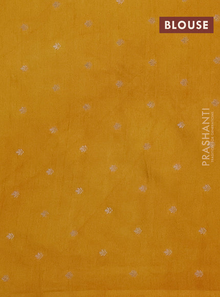 Semi raw silk saree mustard yellow with zari weaves & elephant buttas and elephant design zari woven border