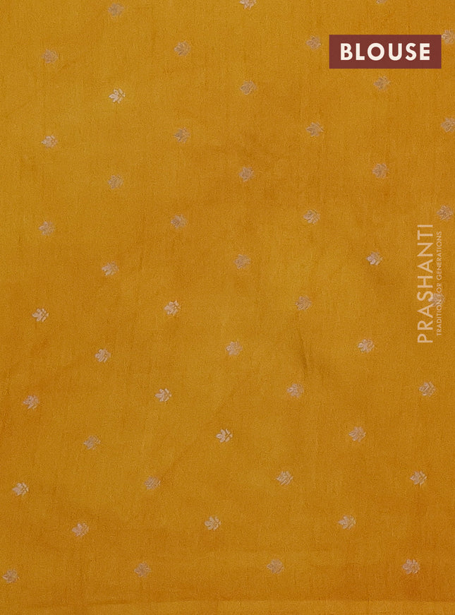 Semi raw silk saree mustard yellow with zari weaves & elephant buttas and elephant design zari woven border