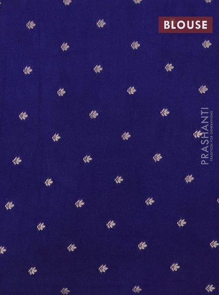 Semi raw silk saree navy blue with zari weaves & elephant buttas and elephant design zari woven border