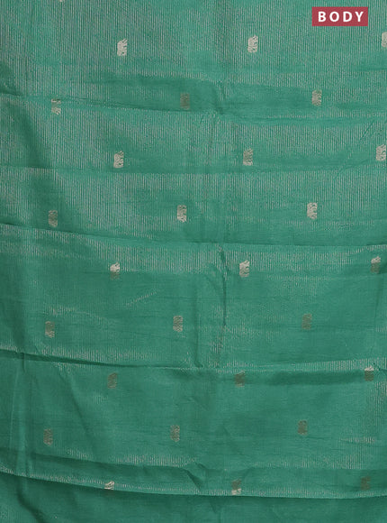 Semi raw silk saree pastel green with zari weaves & elephant buttas and elephant design zari woven border