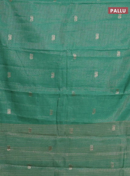Semi raw silk saree pastel green with zari weaves & elephant buttas and elephant design zari woven border