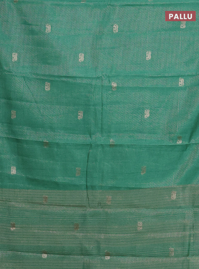 Semi raw silk saree pastel green with zari weaves & elephant buttas and elephant design zari woven border