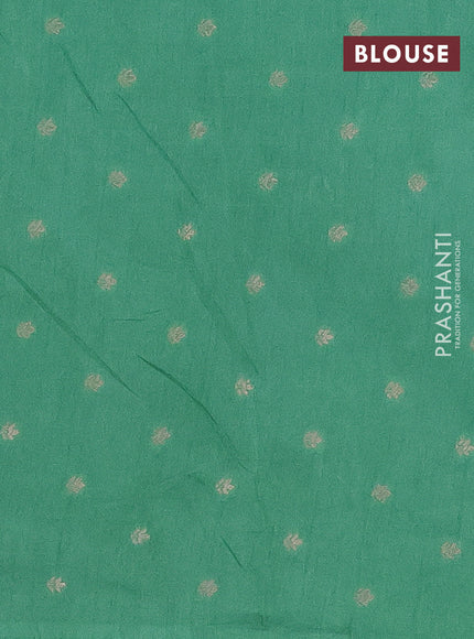Semi raw silk saree pastel green with zari weaves & elephant buttas and elephant design zari woven border