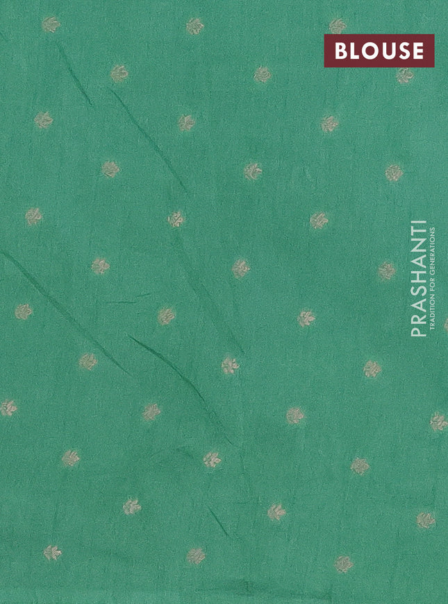 Semi raw silk saree pastel green with zari weaves & elephant buttas and elephant design zari woven border