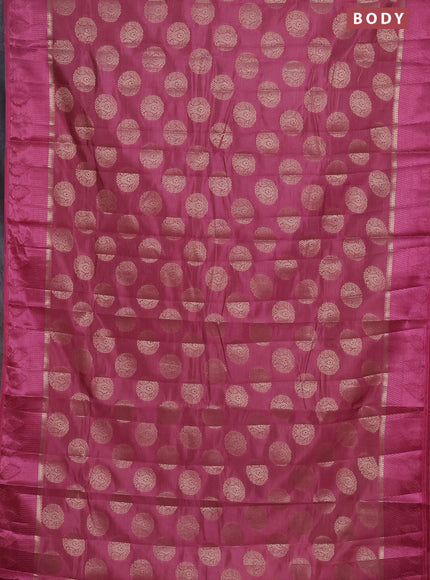 Semi raw silk saree pastel pink with zari woven buttas and zari woven simple border