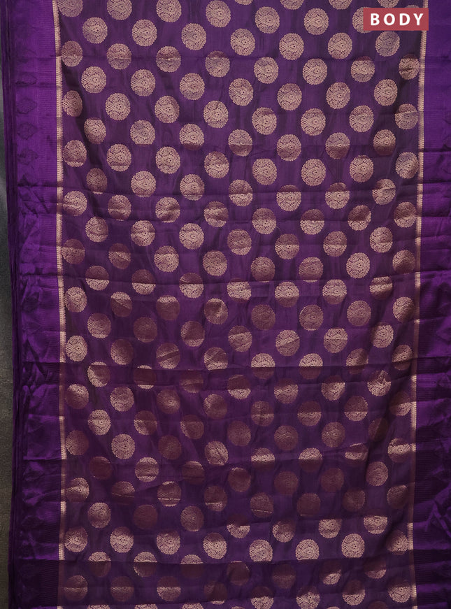 Semi raw silk saree violet with zari woven buttas and zari woven simple border