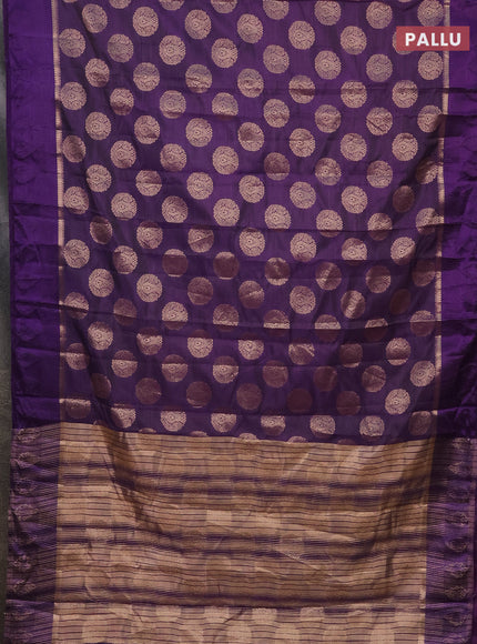 Semi raw silk saree violet with zari woven buttas and zari woven simple border