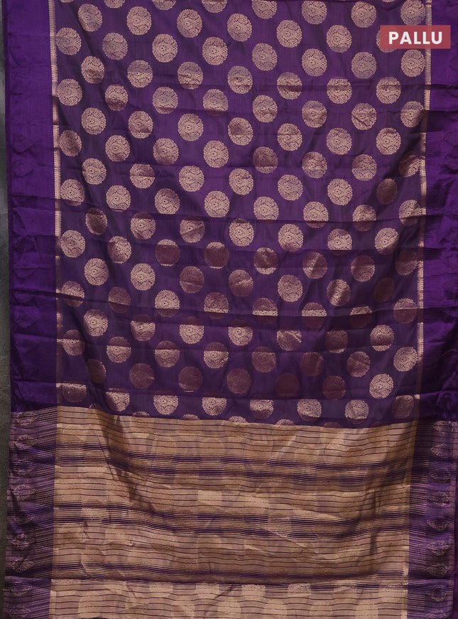 Semi raw silk saree violet with zari woven buttas and zari woven simple border