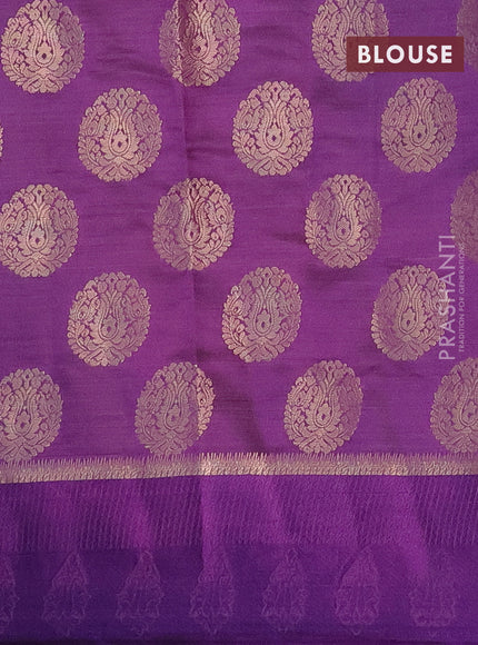 Semi raw silk saree violet with zari woven buttas and zari woven simple border