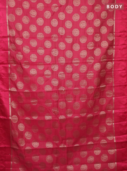 Semi raw silk saree pink with zari woven buttas and zari woven simple border