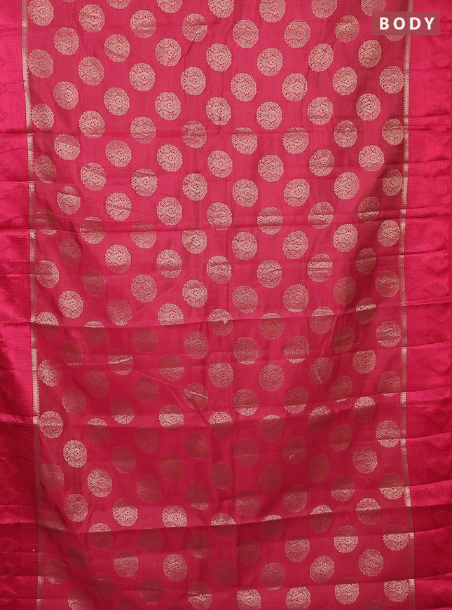 Semi raw silk saree pink with zari woven buttas and zari woven simple border