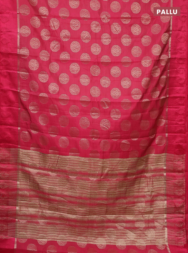 Semi raw silk saree pink with zari woven buttas and zari woven simple border