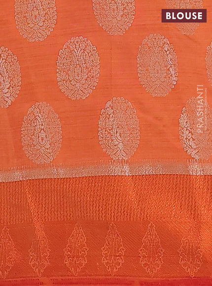 Semi raw silk saree orange with zari woven buttas and zari woven simple border