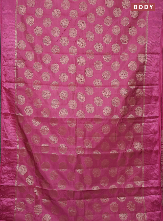 Semi raw silk saree mauve pink with zari woven buttas and zari woven simple border