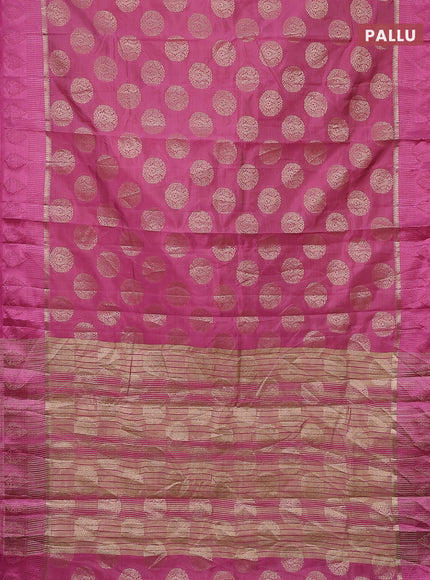 Semi raw silk saree mauve pink with zari woven buttas and zari woven simple border