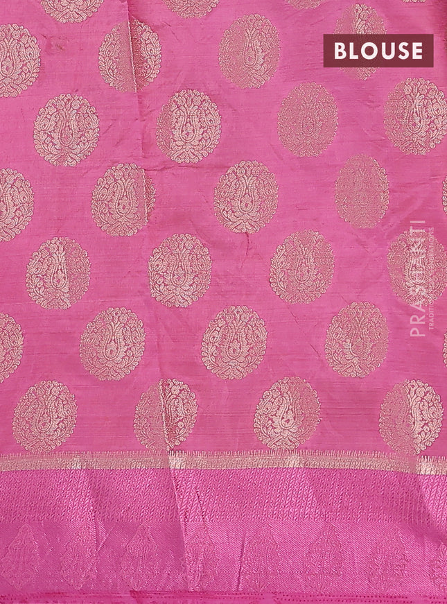 Semi raw silk saree mauve pink with zari woven buttas and zari woven simple border