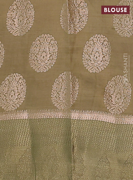 Semi raw silk saree pastel green with zari woven buttas and zari woven simple border